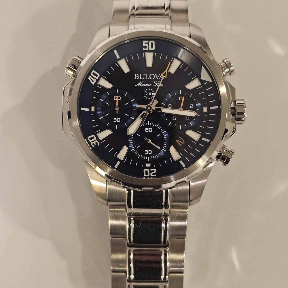 Bulova Marine Star Silver and Blue Watch
